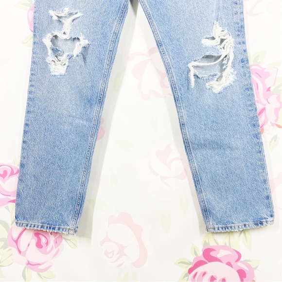 NEW Agolde Fen Light Wash High Rise Relaxed Taper Distressed Denim Jeans 28 - Picture 6 of 12